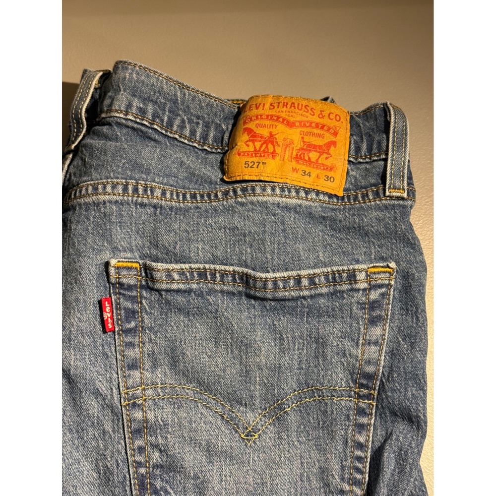 Levis 527 Slim Bootcut Jeans Mens 34x30 Medium Wash Blue Denim 05527-0685
